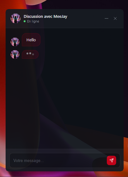 Oblireach chat — WebView2 popup with conversation