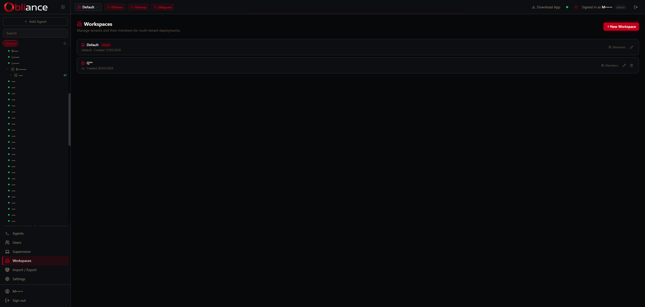 Multi-tenant workspaces